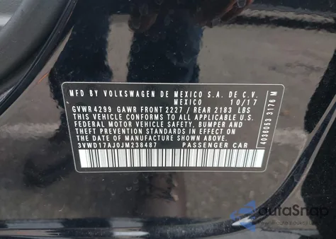 2018 Volkswagen Jetta 1.8T Se Sport z USA, uszkodzony, nr VIN 3VWD17AJ0JM238487